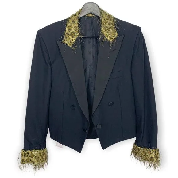 Vintage Y2K Lord West Faux Fur Trim Blazer Medium - Picture 1 of 8